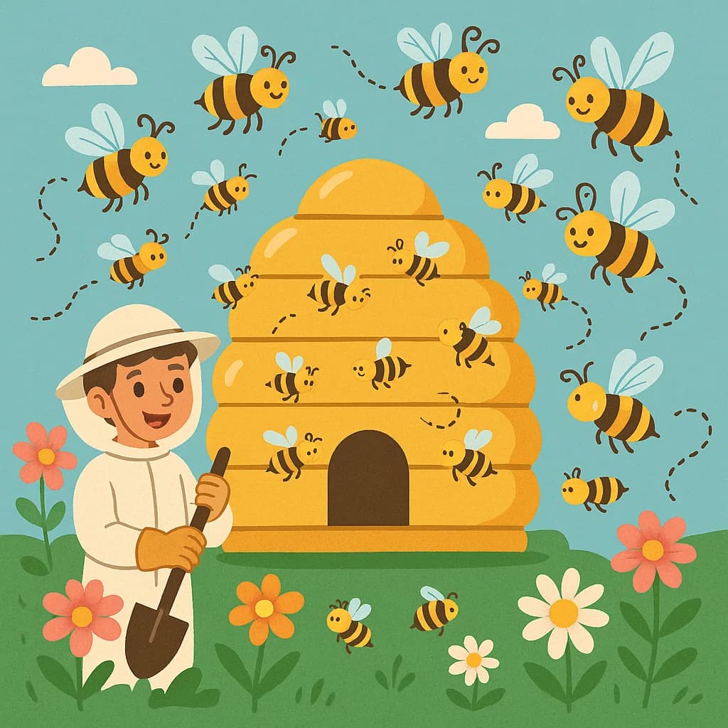 Honeybees on a frame of capped honeycomb