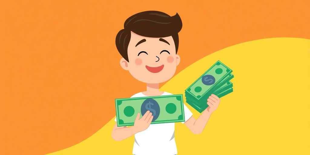 A person receiving money, feeling relieved.