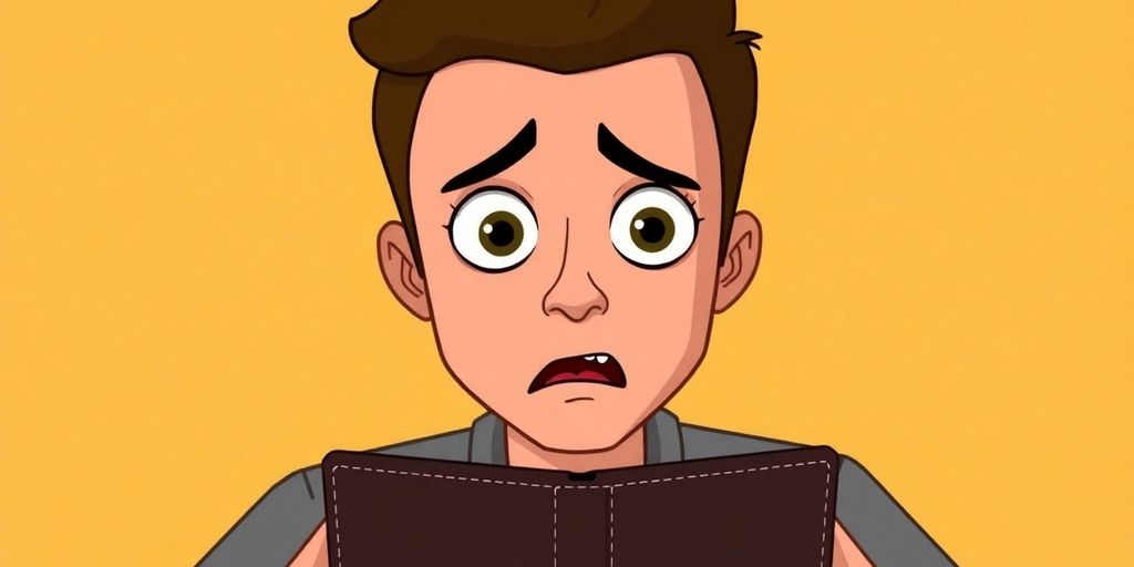 Man looking at empty wallet.