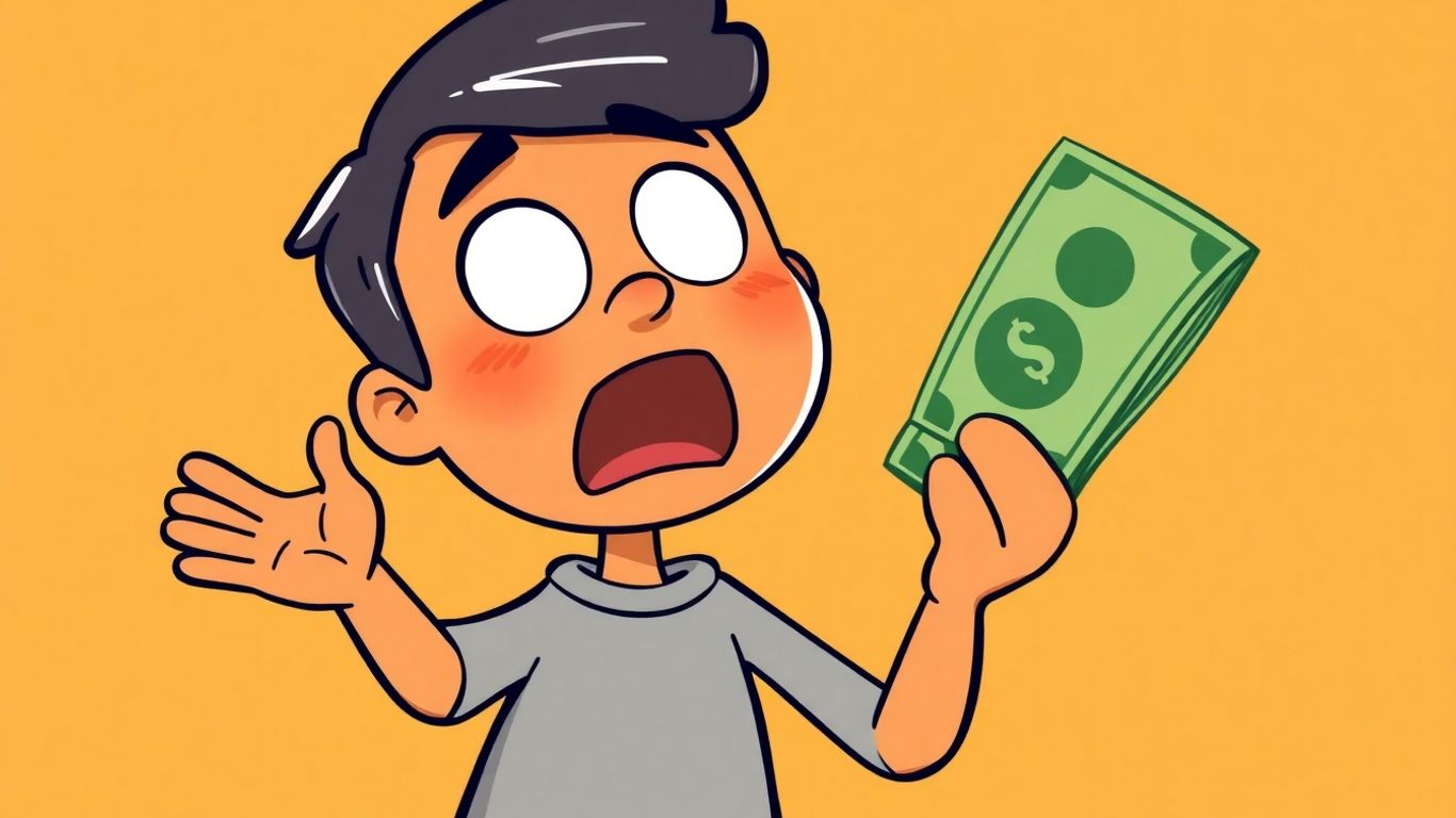 Cartoon character receiving money instantly