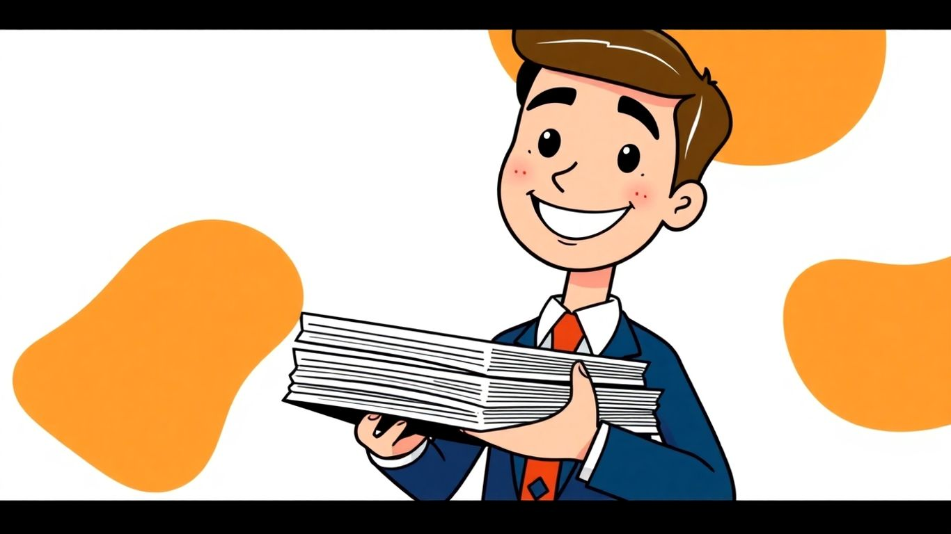 Animated character ready for loan signing agent career.